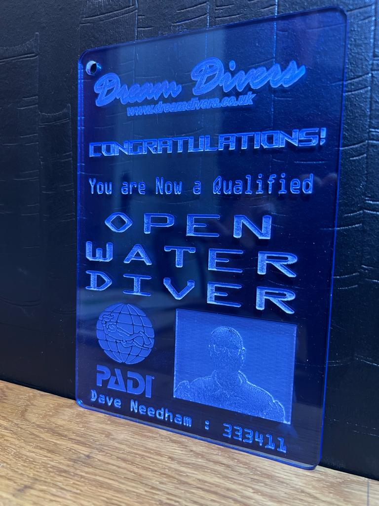 Dive Instructor's "You've Qualified" Slate